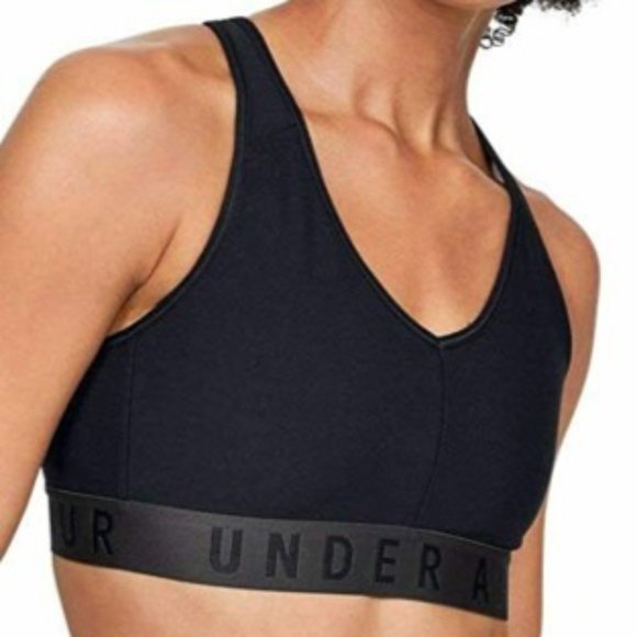 UNDER ARMOUR Racer Back Black Gray Trim Sports Exercise Running Bra Womens Small - Picture 2 of 13
